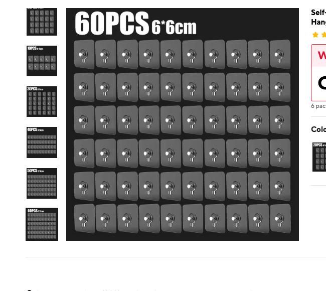 Cozy Haven Adhesive Wall Hooks Set - 16 Pack Strong Command Style Removable Hangers - Bathroom supplier reference 60PCS