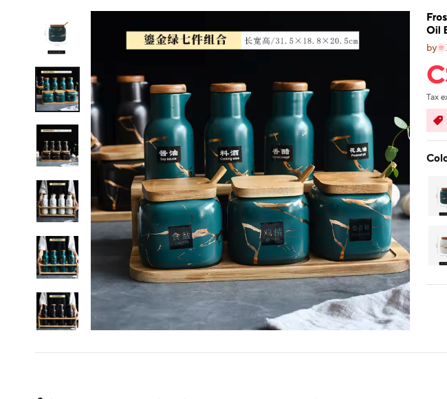 Cozy Haven Marble Ceramic Countertop Jar Set supplier reference 7pcs-green