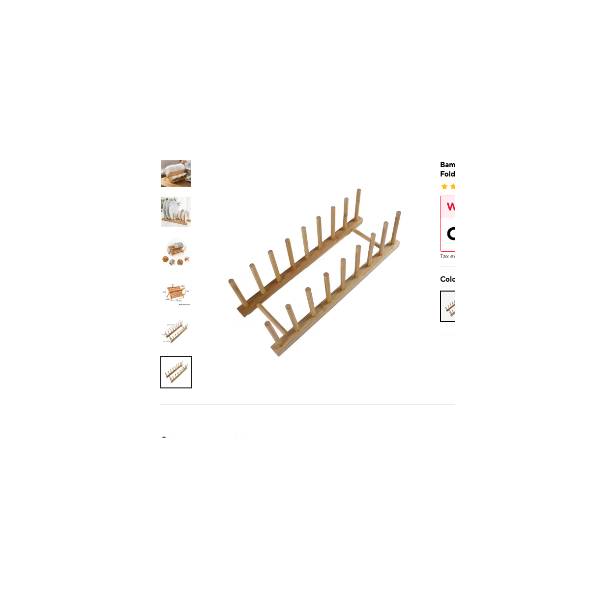 Cozy Haven product image for Cozy Haven Folding Bamboo Dish Drying Rack - 8 Cells