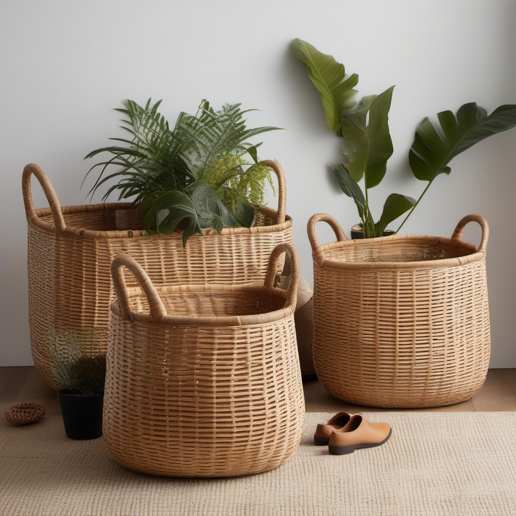 Cozy Haven Cozy Haven Rattan Storage Basket Set - 3 Pack Woven Seagrass Organizer Bins with Handles - Living Room product image 2