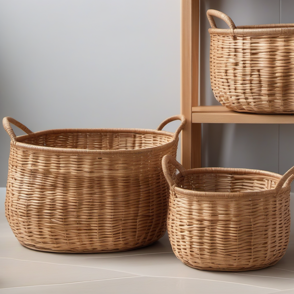 Cozy Haven Cozy Haven Rattan Storage Basket Set - 3 Pack Woven Seagrass Organizer Bins with Handles - Living Room product image