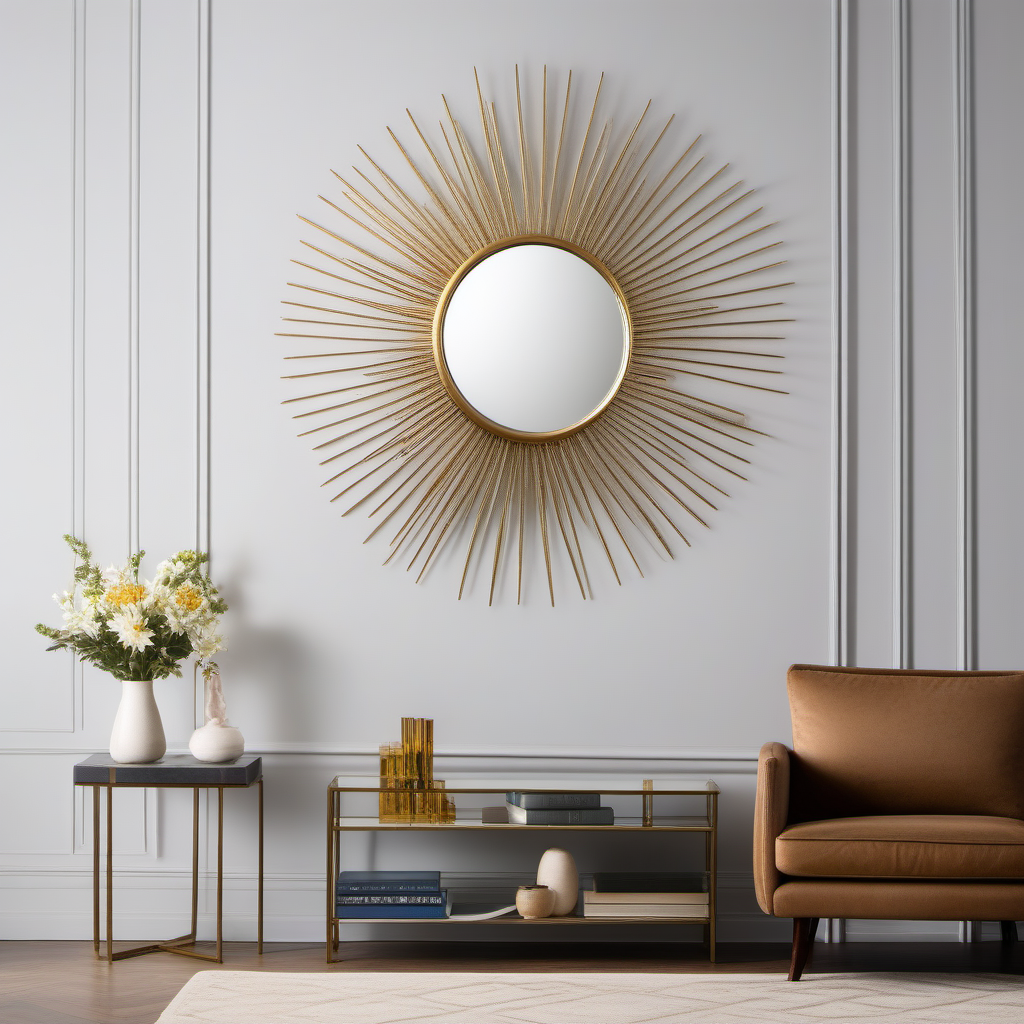 Cozy Haven Cozy Haven Metal Sunburst Mirror Wall Art 24 Inch Gold Decorative Starburst Mirror with Rays - Living Room & Bedroom product image