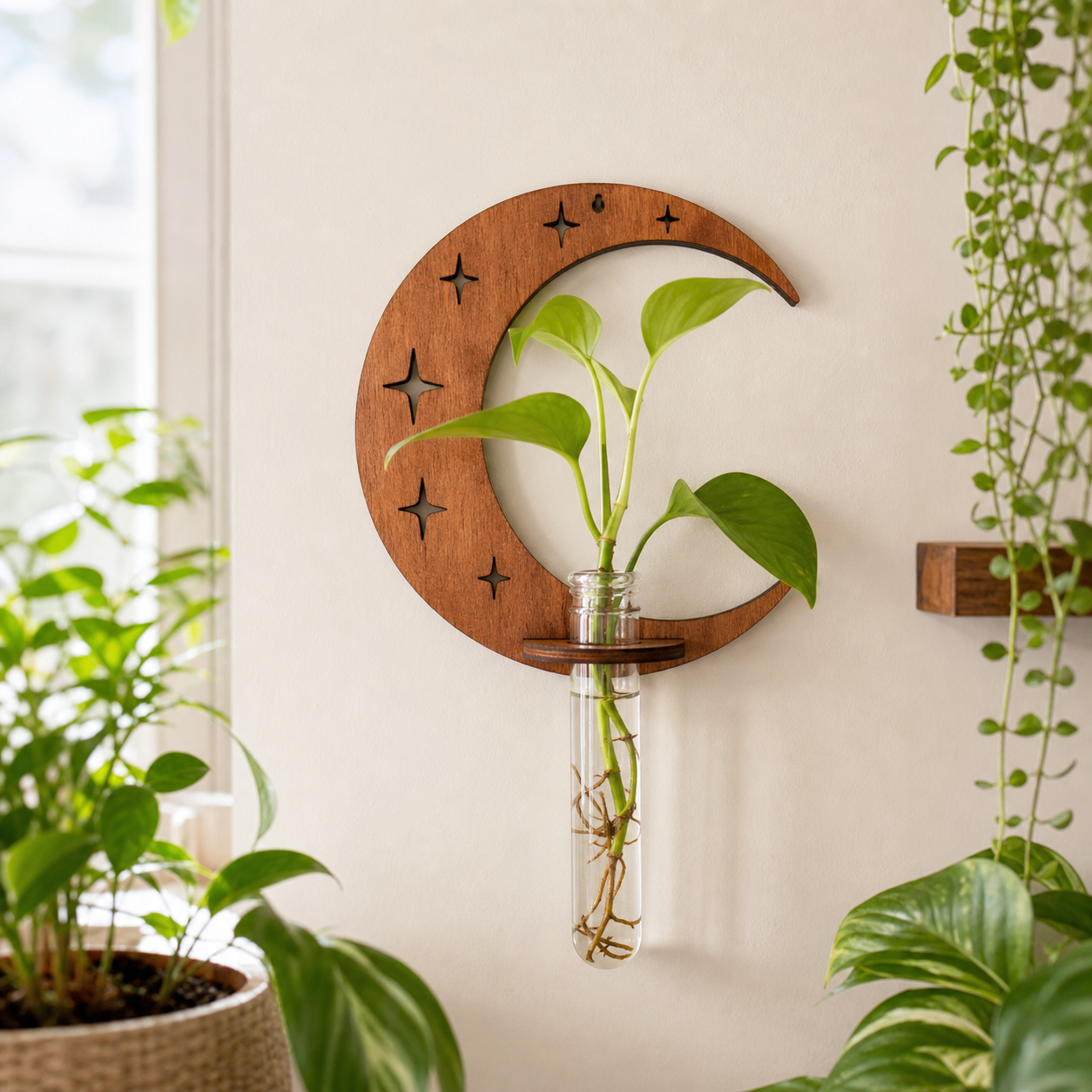 Cozy Haven Boho Hanging Plant Propagation Station lifestyle image 3 for Moon