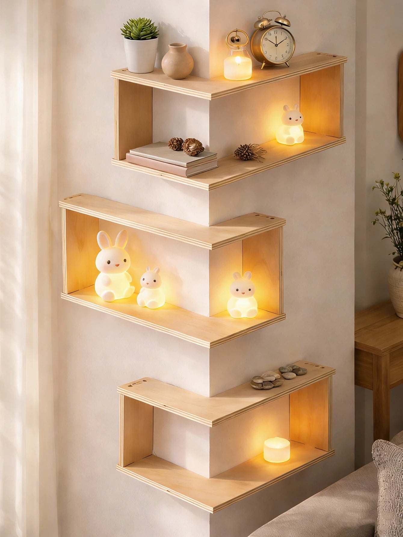 Cozy Haven Cozy Haven Corner Floating Wooden Shelf - Wall Mounted Storage Display Rack product image 2