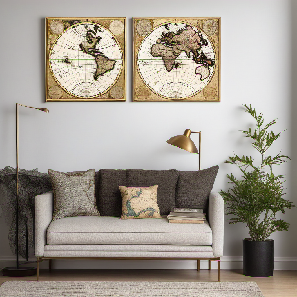 Cozy Haven Cozy Haven Vintage Map Wall Art Canvas Set - 3 Piece World Travel Prints 12x16 Inch Framed - Living Room & Bedroom product image