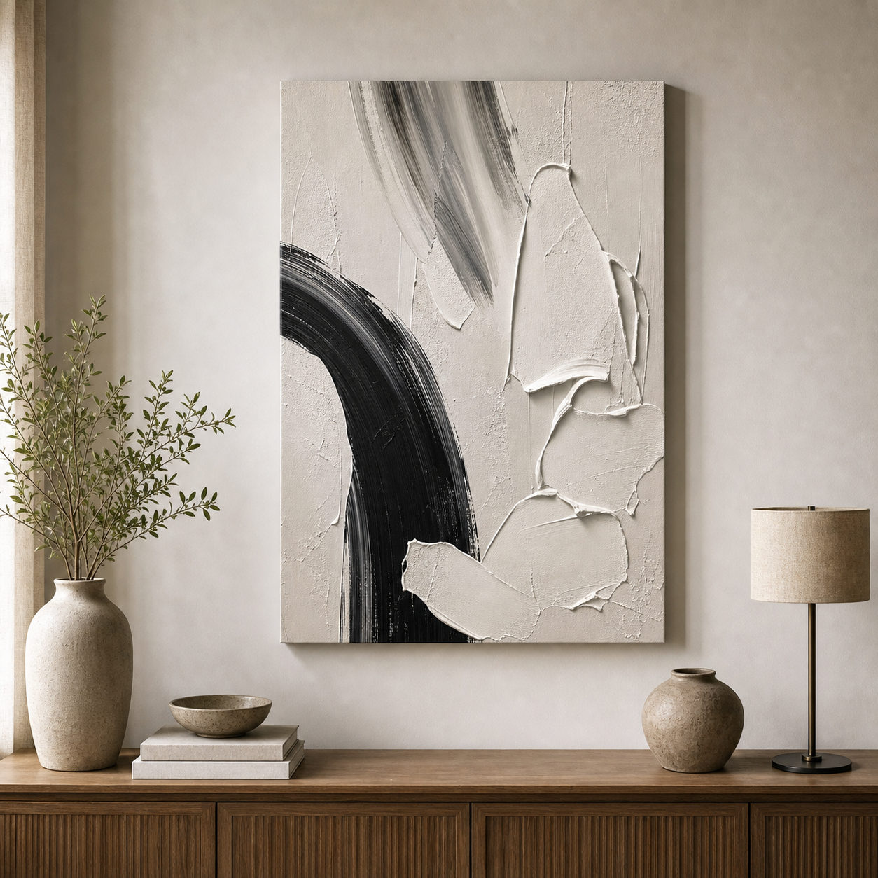 Cozy Haven Abstract Textured Canvas Panel Set lifestyle image 2