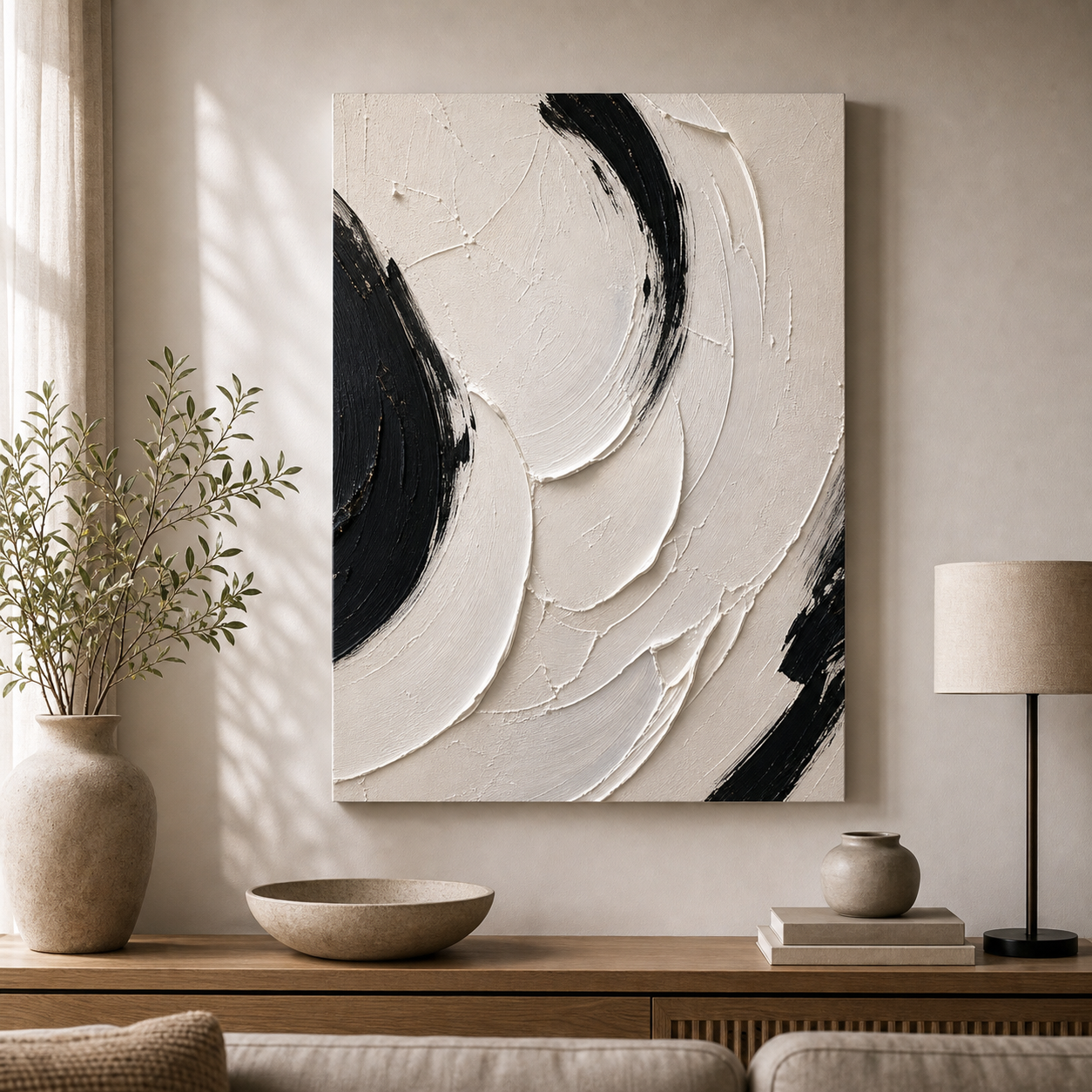 Cozy Haven Abstract Textured Canvas Panel Set lifestyle image 4