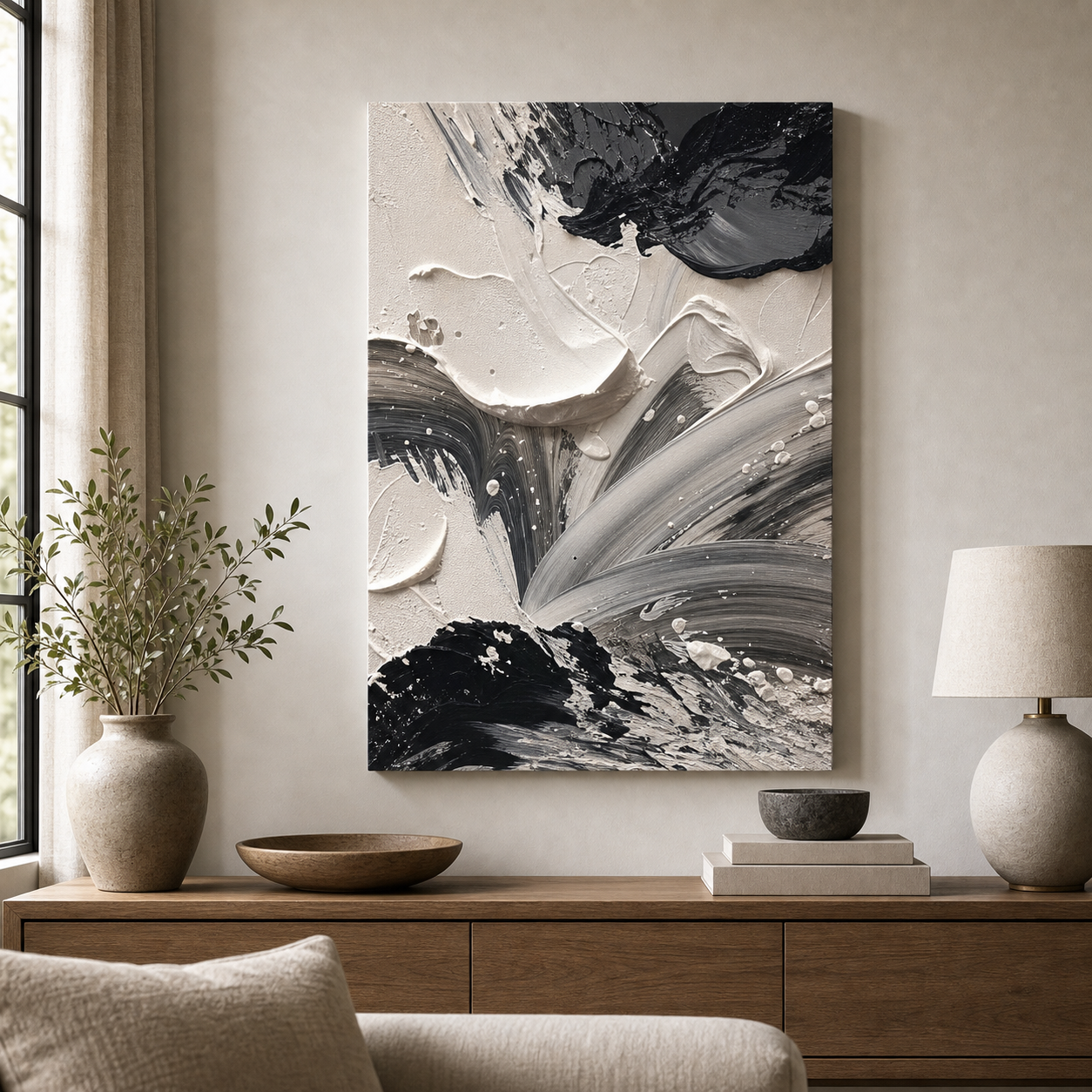Cozy Haven Abstract Textured Canvas Panel Set lifestyle image 5