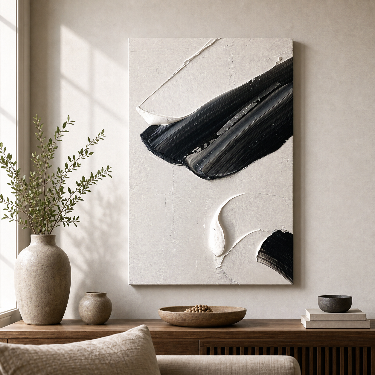Cozy Haven Abstract Textured Canvas Panel Set lifestyle image 6