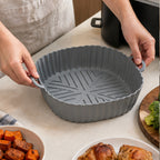 Cozy Haven Gray Silicone Air Fryer Liner styled kitchen view 2