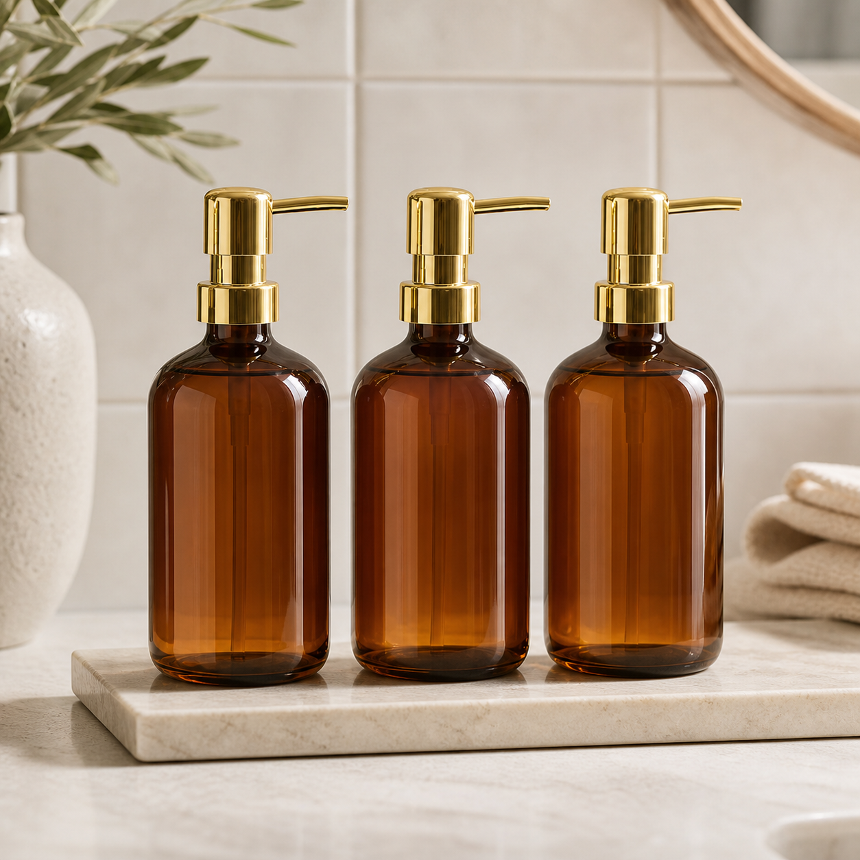 Cozy Haven Amber Soap Dispenser lifestyle image 1