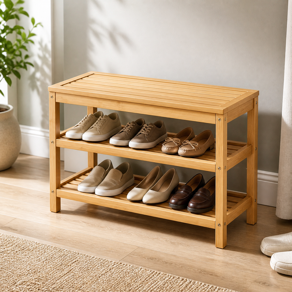 Cozy Haven Bamboo Narrow Shoe Rack Bench lifestyle image 4