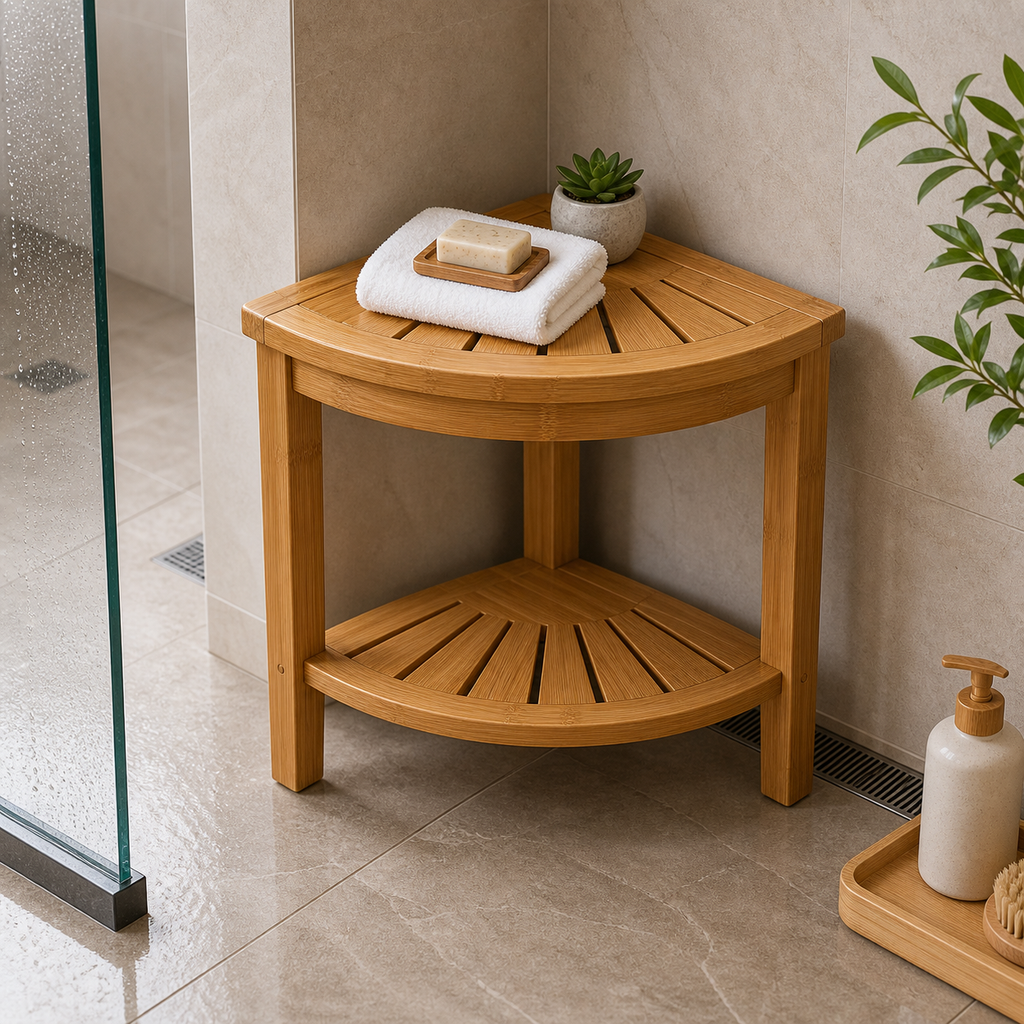 Cozy Haven Bamboo Shower Bench Collection lifestyle image 3