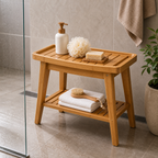 Cozy Haven Bamboo Shower Bench Collection styled bathroom view 4