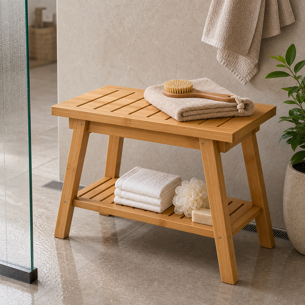 Cozy Haven Bamboo Shower Bench Collection lifestyle image 5