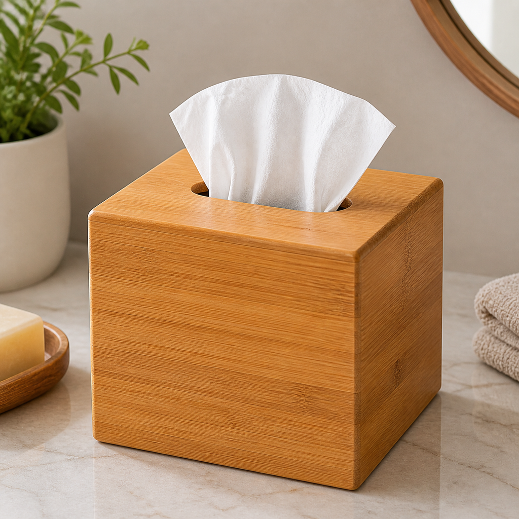 Cozy Haven Bamboo Tissue Box Cover lifestyle image 3