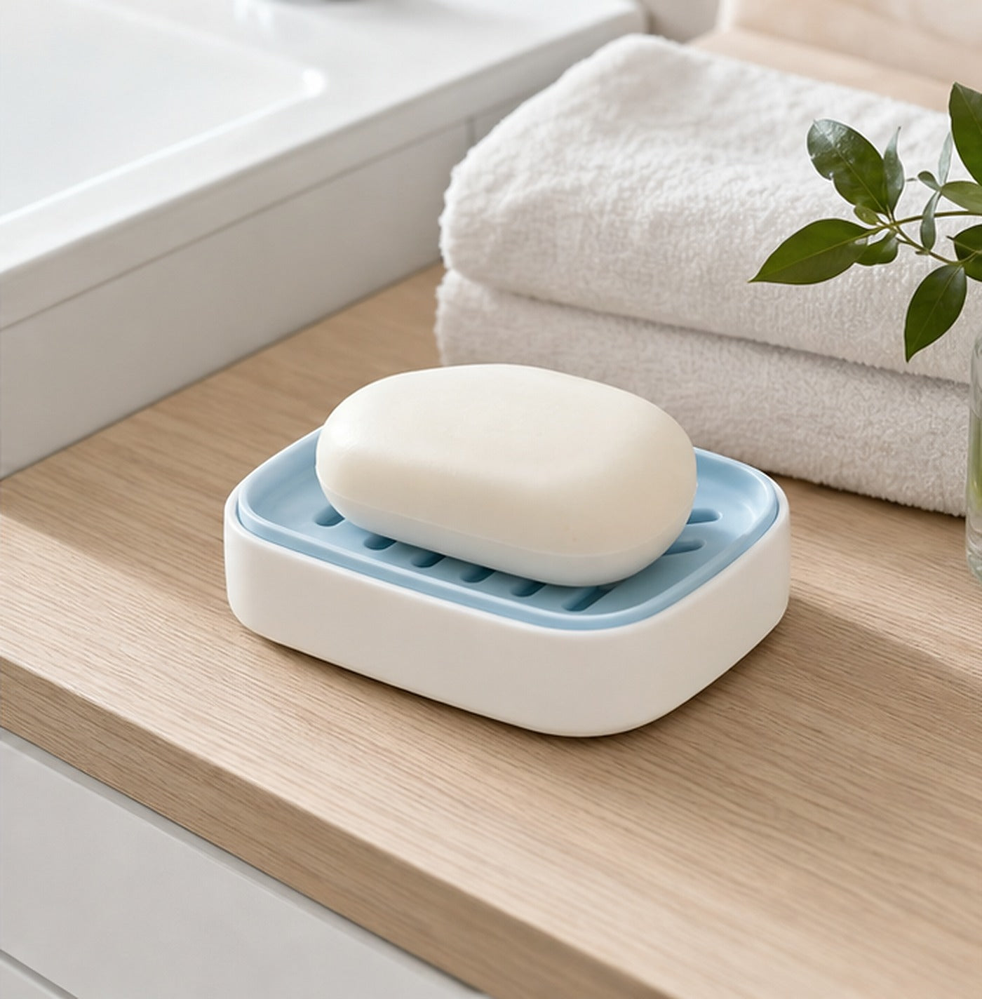 Cozy Haven Blue Drainage Soap Dish lifestyle image 3