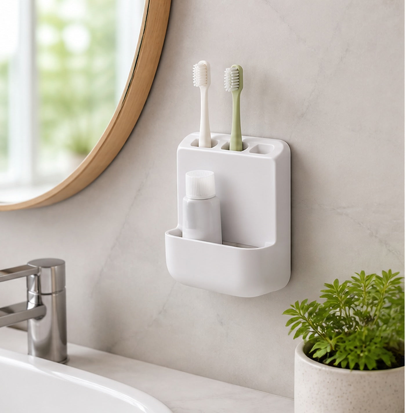 Cozy Haven White Bathroom Toothbrush Holder lifestyle image 1