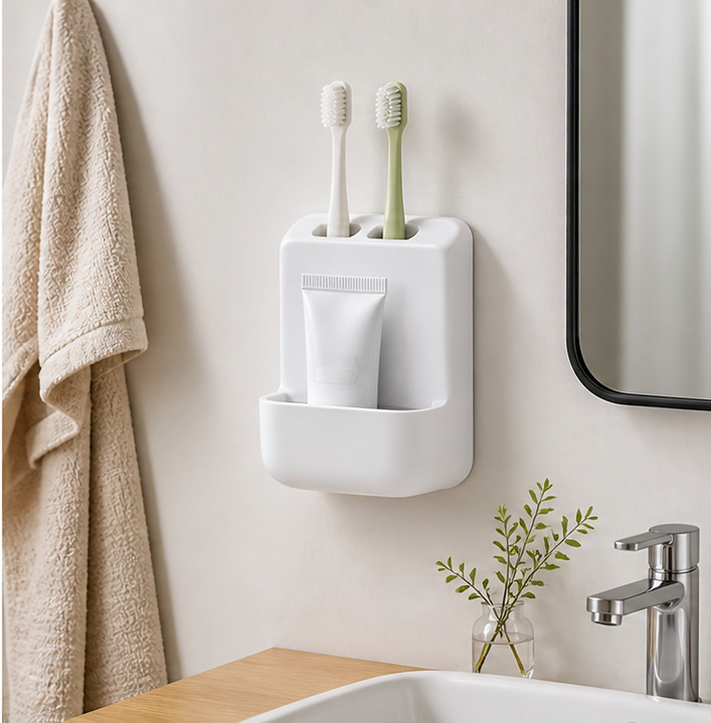 Cozy Haven White Bathroom Toothbrush Holder lifestyle image 3