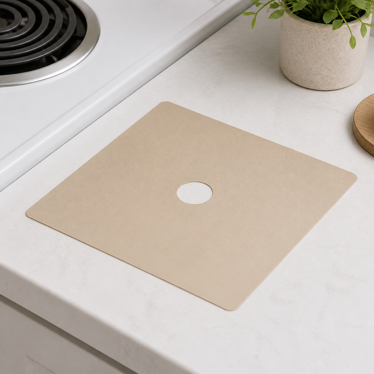 Cozy Haven Stove Burner Liners - beige single stove burner liner