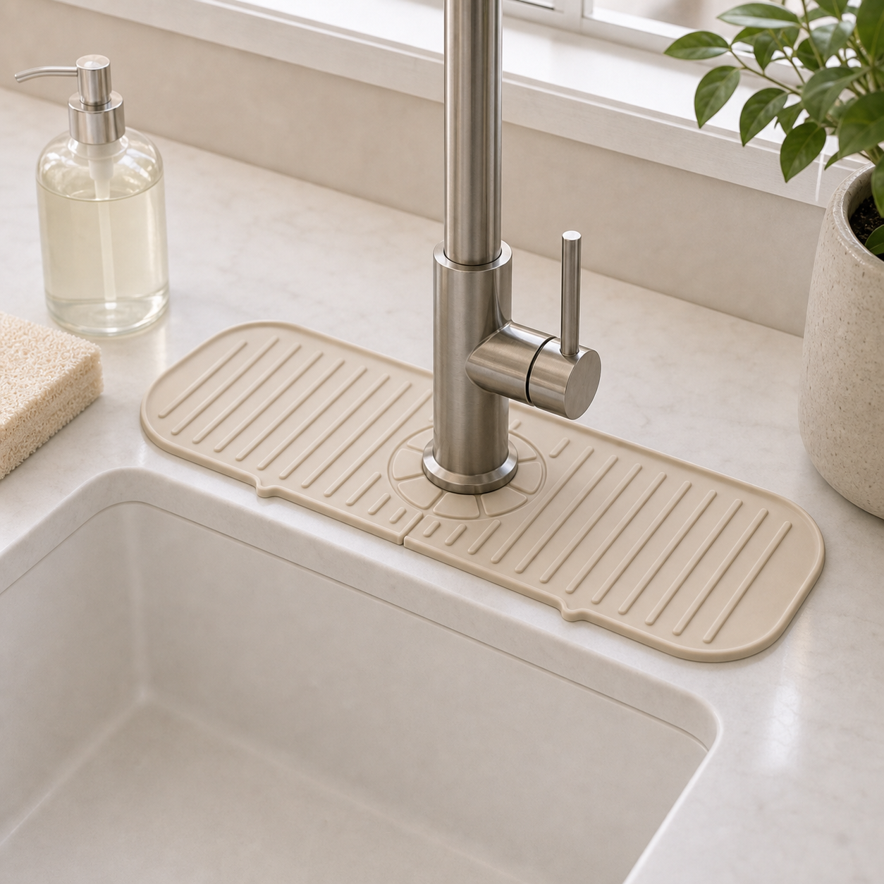 Cozy Haven Silicone Faucet Splash Mat styled kitchen view 5