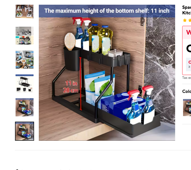 Cozy Haven Pull-Out Cabinet Drawer Organizer - 2 Tier Sliding Kitchen Storage Rack supplier reference Black-A