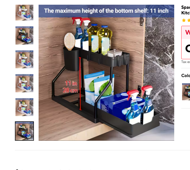 Cozy Haven Pull-Out Cabinet Drawer Organizer - 2 Tier Sliding Kitchen Storage Rack supplier reference Black B