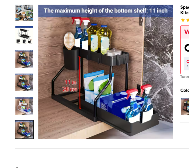 Cozy Haven Pull-Out Cabinet Drawer Organizer - 2 Tier Sliding Kitchen Storage Rack supplier reference Black C