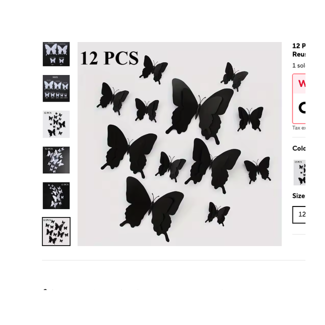 Cozy Haven 3D Butterfly Wall Stickers Set - 12 Piece Removable Reusable Decal Collection supplier exact visual Black Double layer