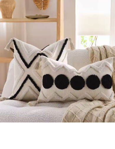 Cozy Haven Fringe Tufted Pillow Cover Set supplier reference Black
