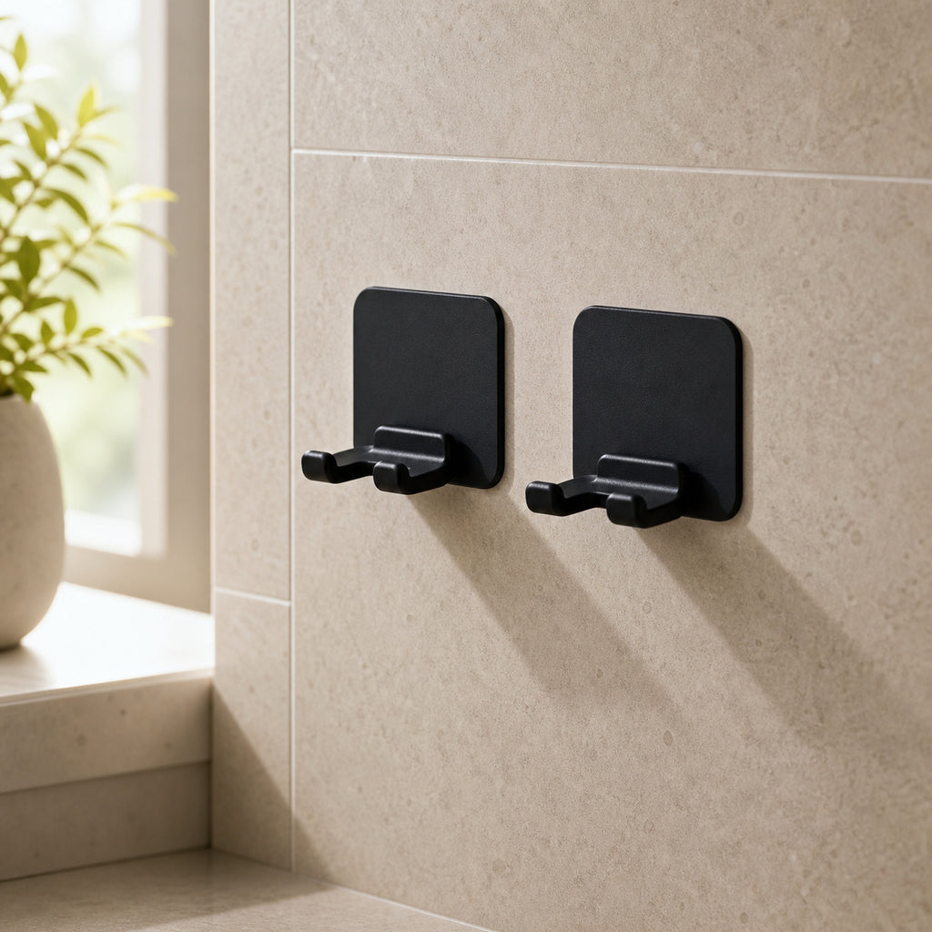 Cozy Haven Adhesive Razor Holder bathroom lifestyle - Black Razor Holders / 2 Pieces