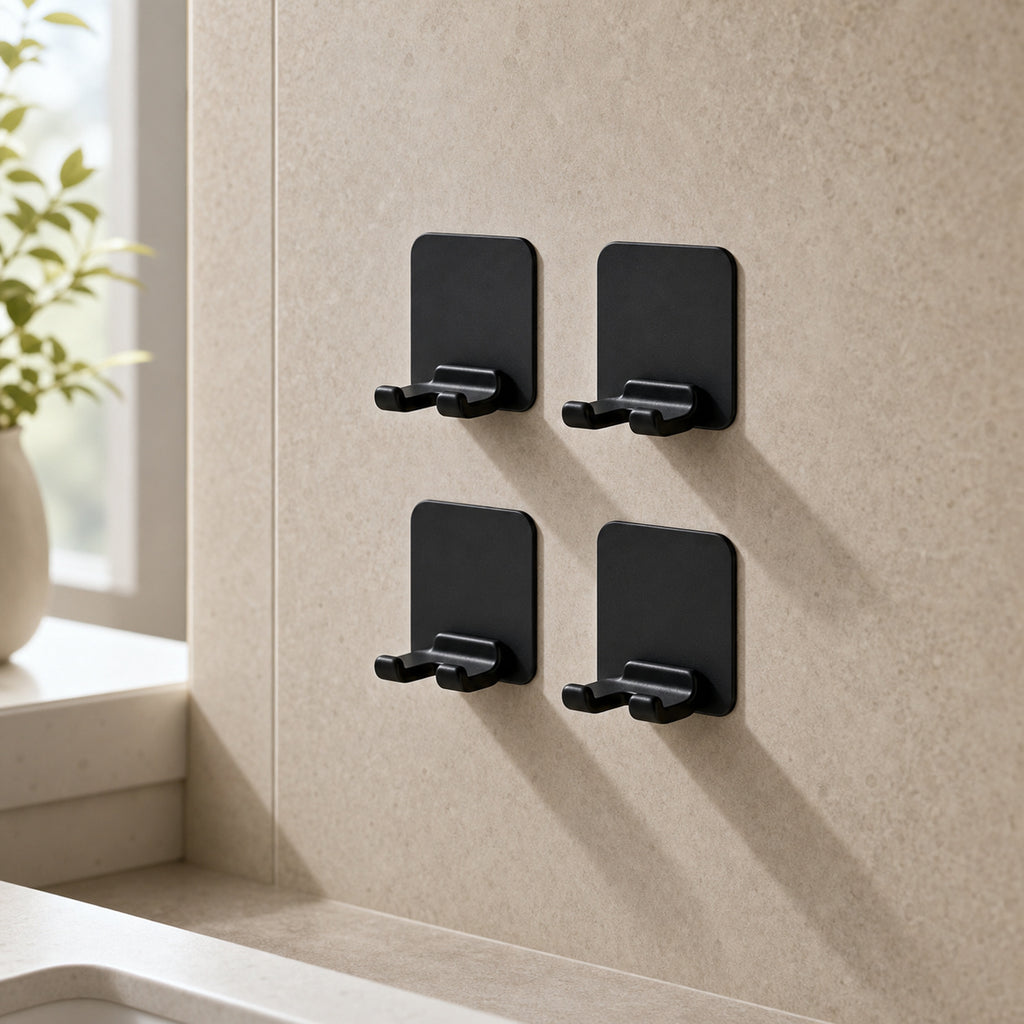 Cozy Haven Adhesive Razor Holder bathroom lifestyle - Black Razor Holders / 4 Pieces