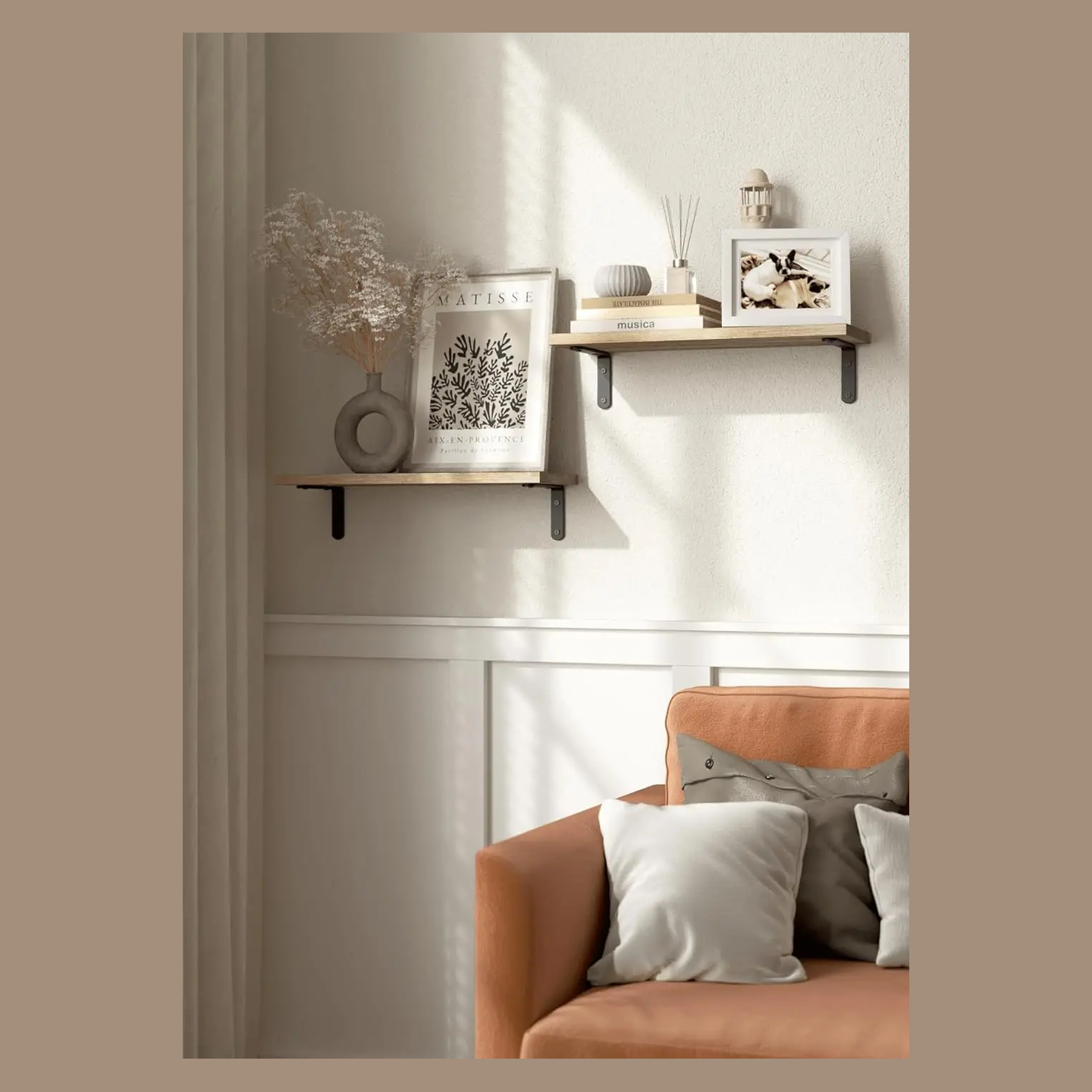 Cozy Haven Wooden Floating Shelves Set - 2 Pack Wall Mounted Storage - Living Room supplier reference black