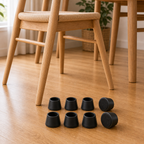 Cozy Haven Black Angled Round Felt Chair Leg Floor Protectors - 8 piece lifestyle