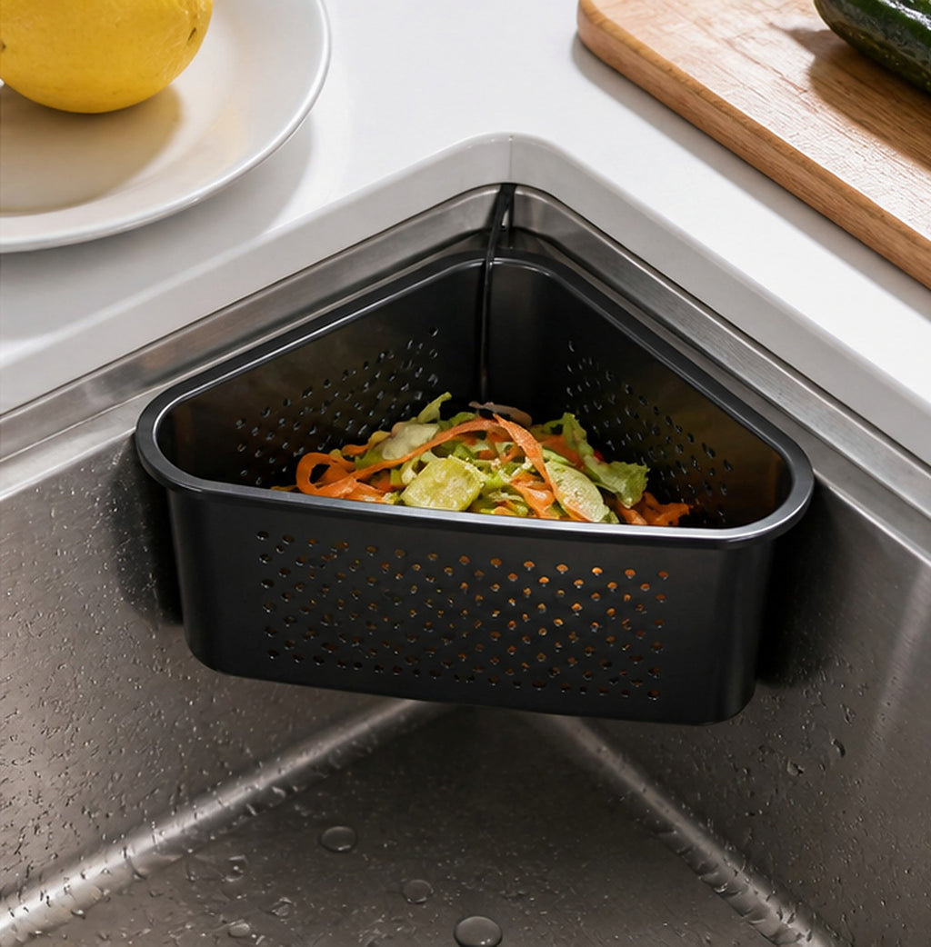 Cozy Haven Black Corner Sink Strainer Basket lifestyle image 3