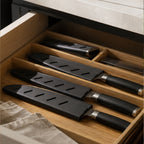 Cozy Haven Black Knife Blade Guards styled kitchen view 2