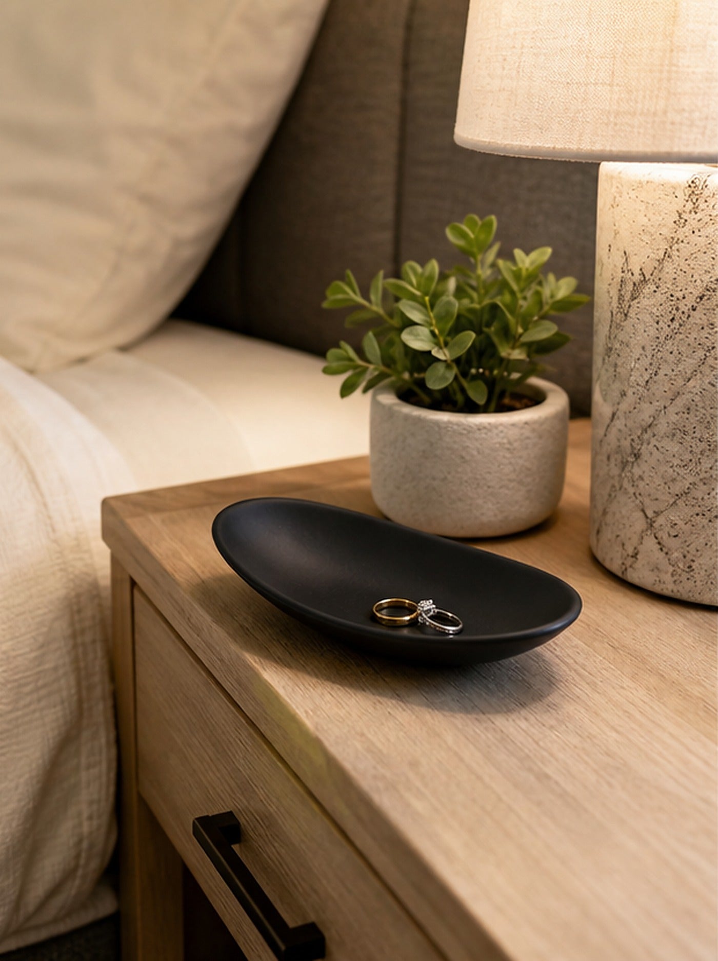 Cozy Haven Black Oval Ring Dish lifestyle image 1