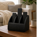 Cozy Haven Black PU Leather Remote Control Caddy lifestyle image 1 for Black - 5 Slot