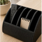 Cozy Haven Black PU Leather Remote Control Caddy organized storage view 2