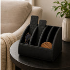 Cozy Haven Black PU Leather Remote Control Caddy organized storage view 3