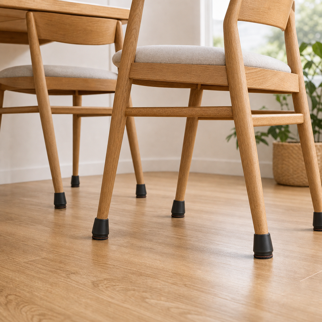 Cozy Haven Black Felt Chair Leg Floor Protectors - installed lifestyle