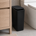 Cozy Haven Slim Press Lid Bathroom Trash Can - 10L - black 10L trash can beside bathroom vanity