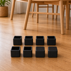 Cozy Haven Black Square Felt Chair Leg Floor Protectors - 8 piece lifestyle