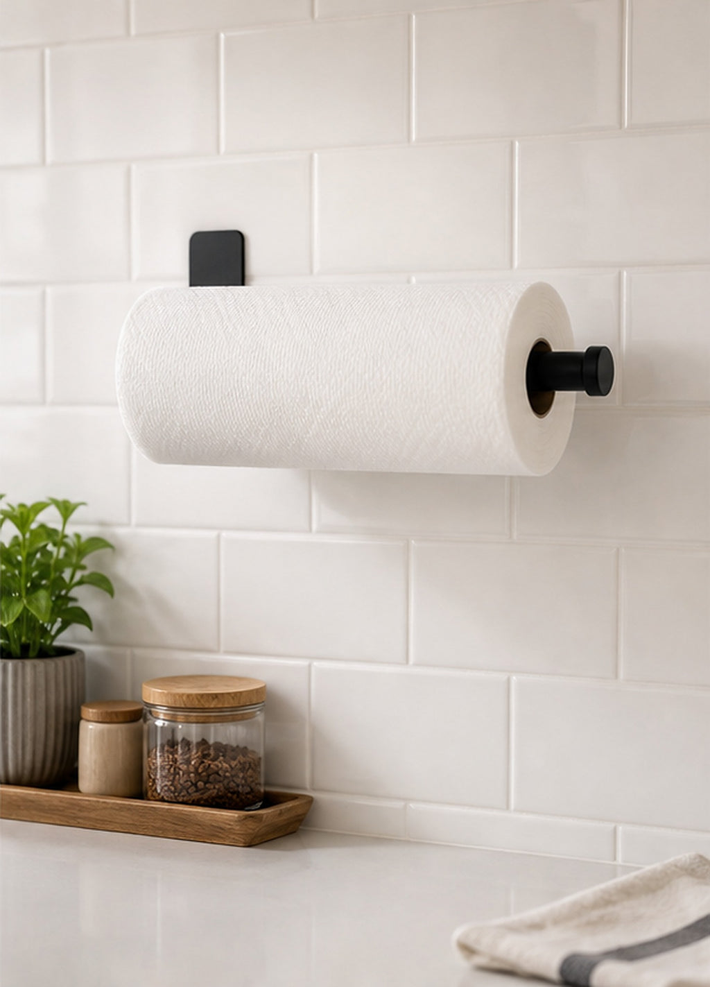 Cozy Haven Black Wall-Mounted Paper Towel Holder lifestyle image 2
