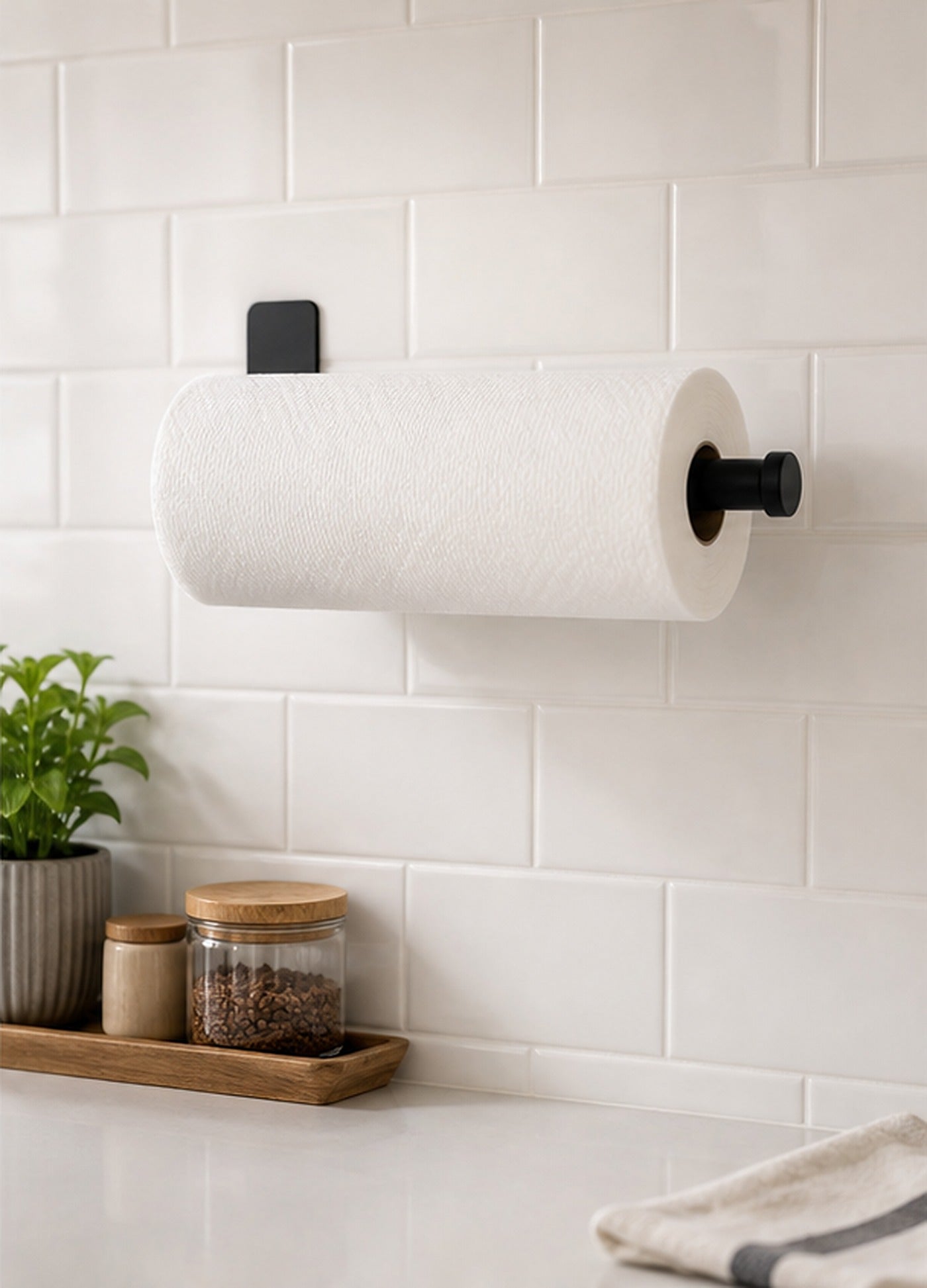 Cozy Haven Black Wall-Mounted Paper Towel Holder lifestyle image 2