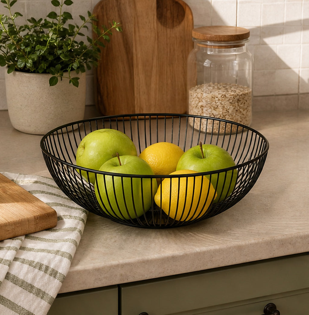 Cozy Haven Black Wire Countertop Fruit Basket lifestyle image 1