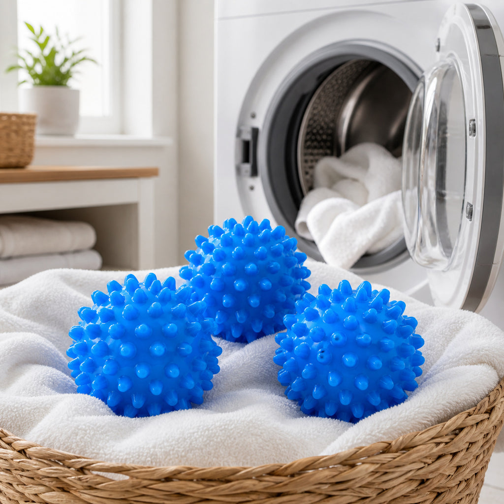 Cozy Haven Blue Reusable Laundry Ball - 3 Pieces exact lifestyle laundry image