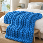 Cozy Haven Chunky Soft Knitted Throw Blanket - Blue
