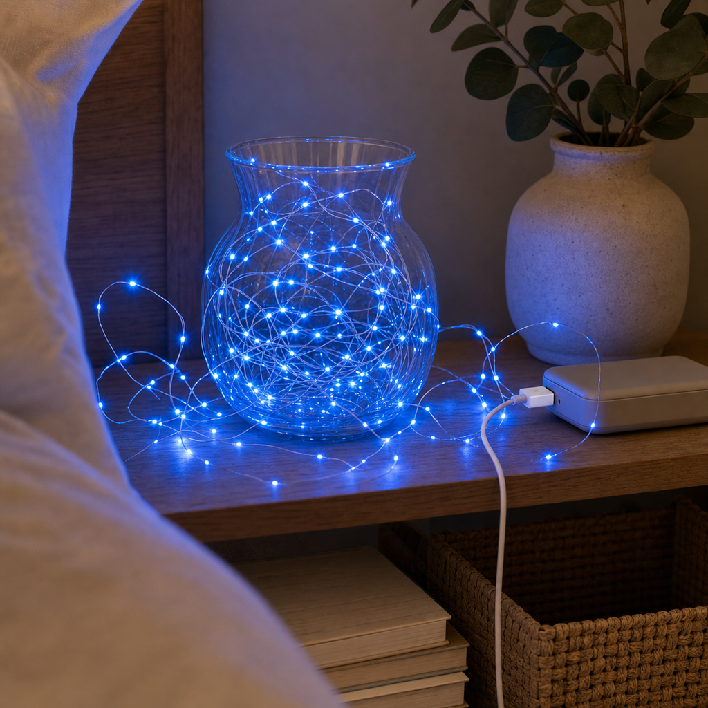 Cozy Haven USB Copper Wire Fairy Lights lifestyle image 6 for Blue - 1 m USB; Blue - 2 m USB; Blue - 3 m USB