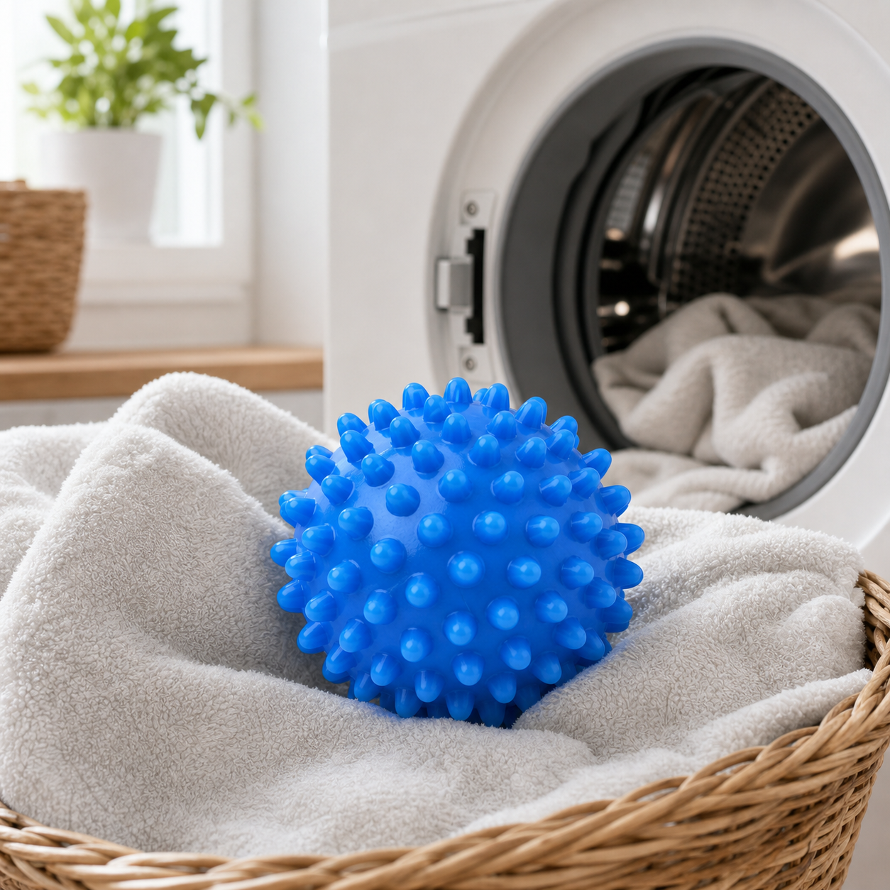 Cozy Haven Blue Reusable Laundry Ball lifestyle laundry image